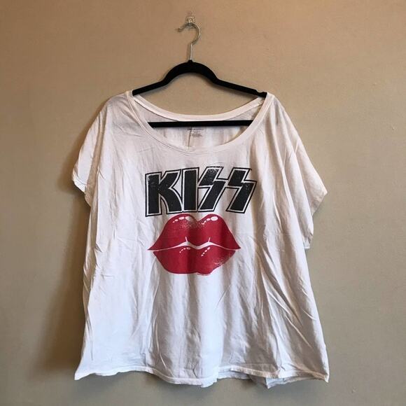 Lane Bryant 26/28 Kiss rock band tee white t-shirt punk casual comfy fandom - Picture 1 of 7